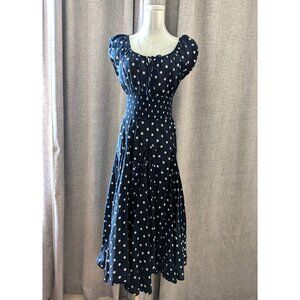 Chelsea & Theodore Medium Polka Dot Twirl Dress Navy White